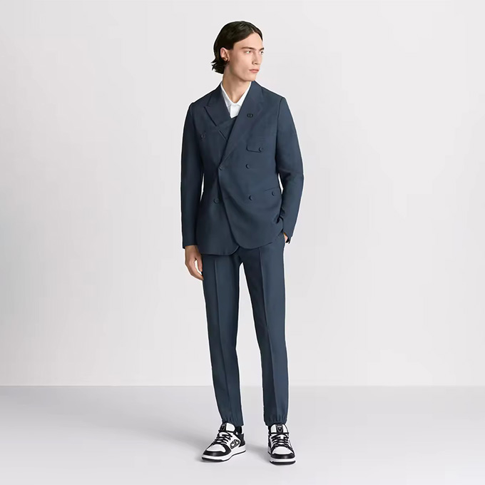 dior double breasted wool seersucker suit blazer & trousers